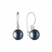 Cercei perle naturale negre de argint cu pietre si tortita DiAmanti SK21106EL-B-G